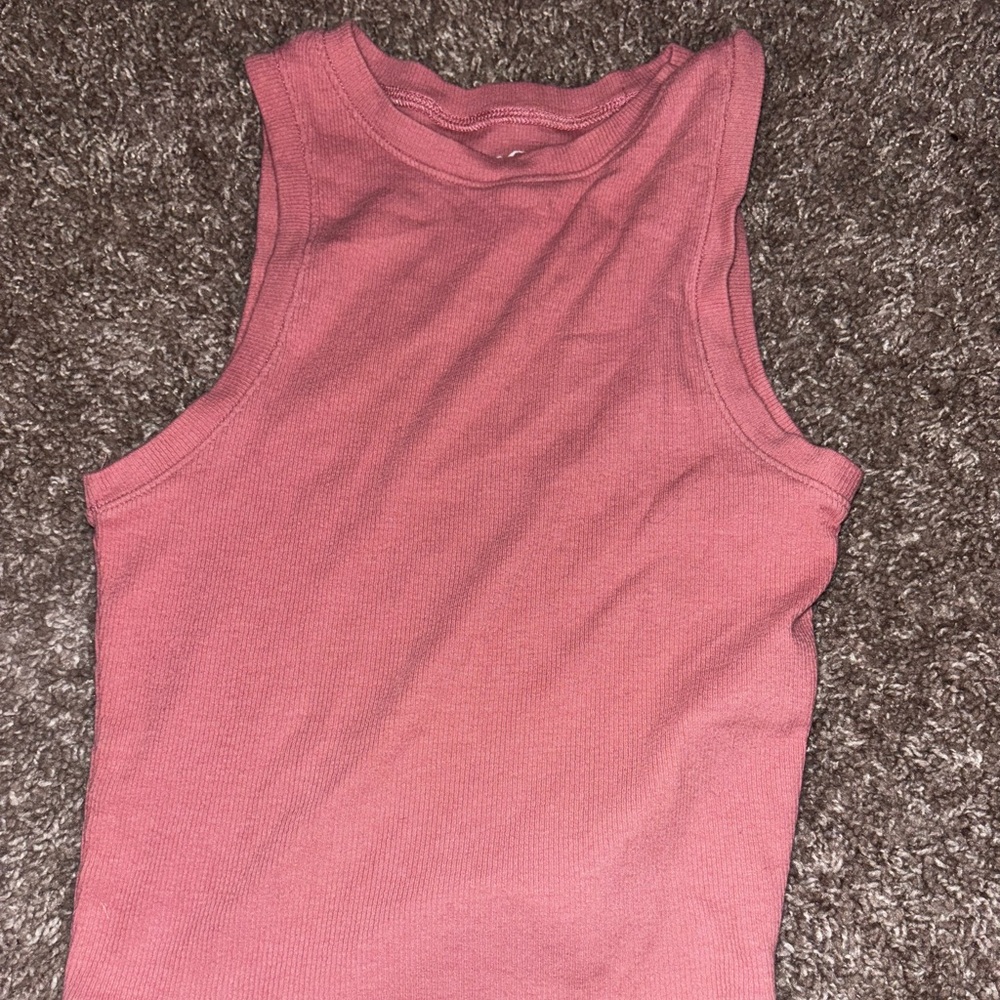 Hollister Pink Sleeveless Crop Muscle Tee